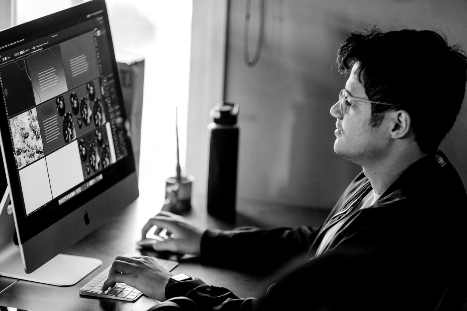 Business analyst reviewing financial data and performance metrics